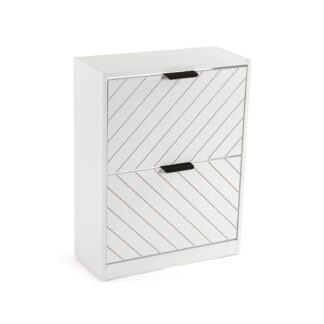 WHITE 2-DRAWER SHOE CABINET NIALL
