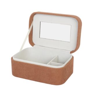 SMALL VELVET JEWELRY BOX TERRACOTA WITH MIRROR