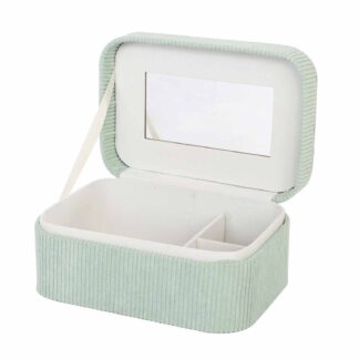 SMALL VELVET JEWELRY BOX GREEN WITH MIRROR