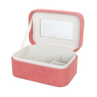 SMALL VELVET JEWELRY BOX RED WITH MIRROR