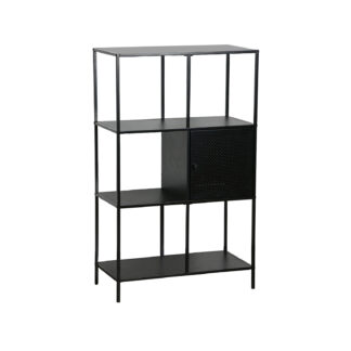 BLACK 4-SHELF UNIT WITH DRAWER
