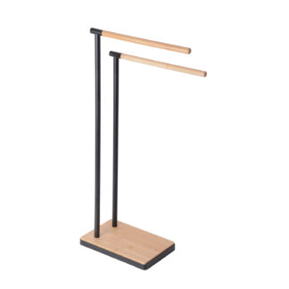BLACK BAMBOO DOUBLE TOWEL RAIL