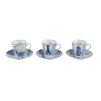 BLUE MARINE COFFEE SET WITH SAUCERS