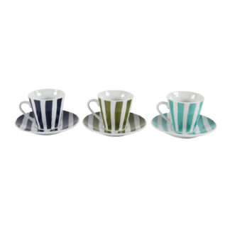NATUR STRIPES COFFEE SET WITH SAUCERS