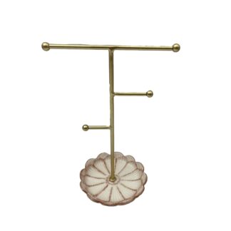 GOLD JEWELLERY HOLDER WITH FLOWER BASE