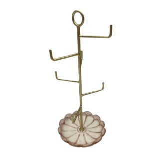 GOLD JEWELLERY HOLDER WITH FLOWER BASE