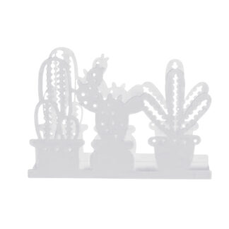 WHITE CACTUS METAL NAPKIN HOLDER
