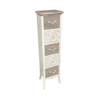 RUSTIC WHITE CHEST 5 DRAWERS