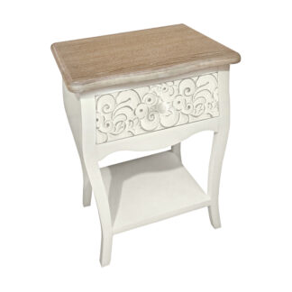 RUSTIC WHITE BEDSIDE TABLE