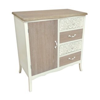 RUSTIC WHITE CHEST 4 DRAWERS/1 DOOR