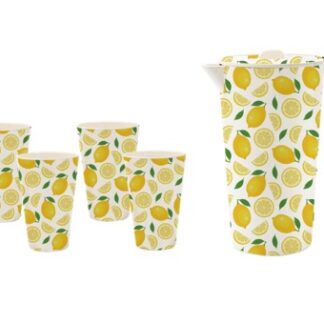 LEMON JUG AND 4 GLASSES SET