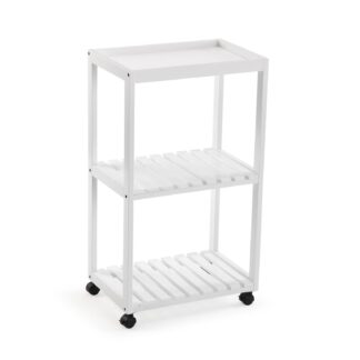 WHITE 3-SHELF TROLLEY WITH WHEELS