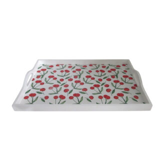 CHERRIES WOODEN TRAY 45CM