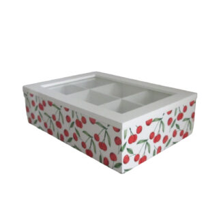 CHERRIES TEA BOX 6 COMPARTMENTS