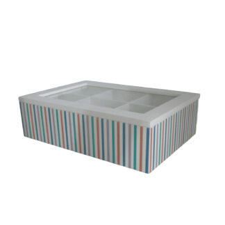STRIPED TEA BOX 6 COMPARTMENTS