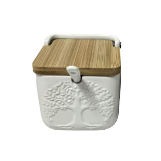 WHITE SQUARE TREE SUGAR BOWL