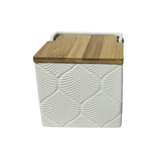 WHITE SQUARE LEAF SALT BOWL