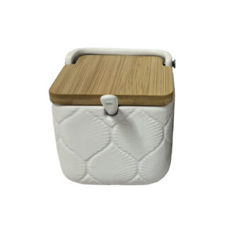 WHITE SQUARE LEAF SUGAR BOWL