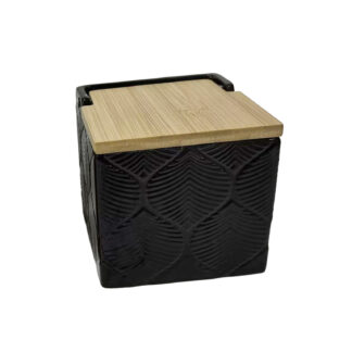 BLACK SQUARE LEAF SALT BOWL