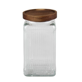 GLASS JAR ACACIA LID 980ML