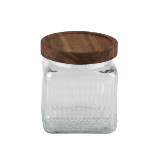 GLASS JAR ACACIA LID 520ML