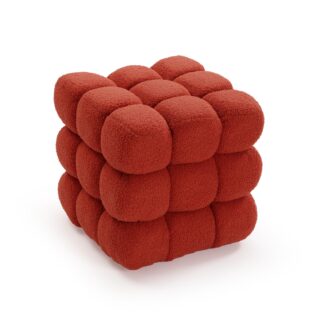 TERRACOTTA "HARNETT" FLEECE SQUARE POUFFE