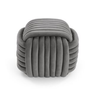 LIGHT GREY "KNOT" SQUARE POUFFE