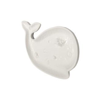 WHITE CERAMIC WHALE FIGURE