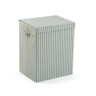 FOLDABLE GREEN STRIPED LAUNDRY HAMPER