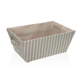 GREY STRIPED RECTANGULAR BASKET