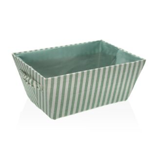 GREEN STRIPED RECTANGULAR BASKET