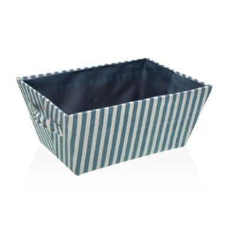 BLUE STRIPED RECTANGULAR BASKET