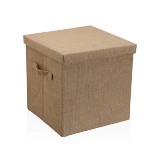 JUTE SQUARE LIDDED BASKET