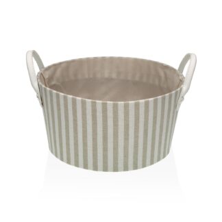GREY STRIPED ROUND BASKET