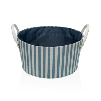 BLUE STRIPED ROUND BASKET